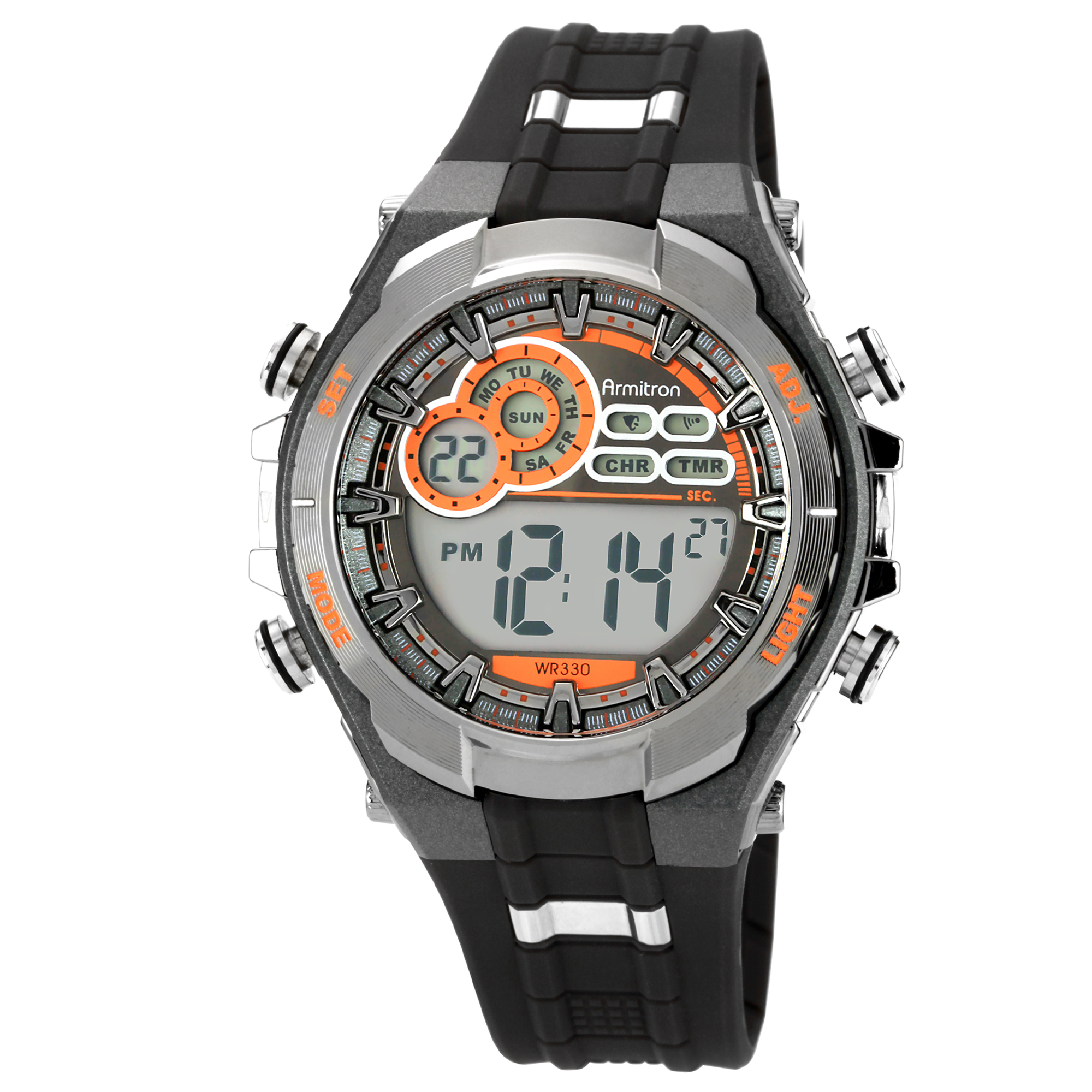 Armitron Sport Uhr 086702681686 | Violettes Harzgehäuse | Chronograph & 100 M Wasserdicht | LCD Display