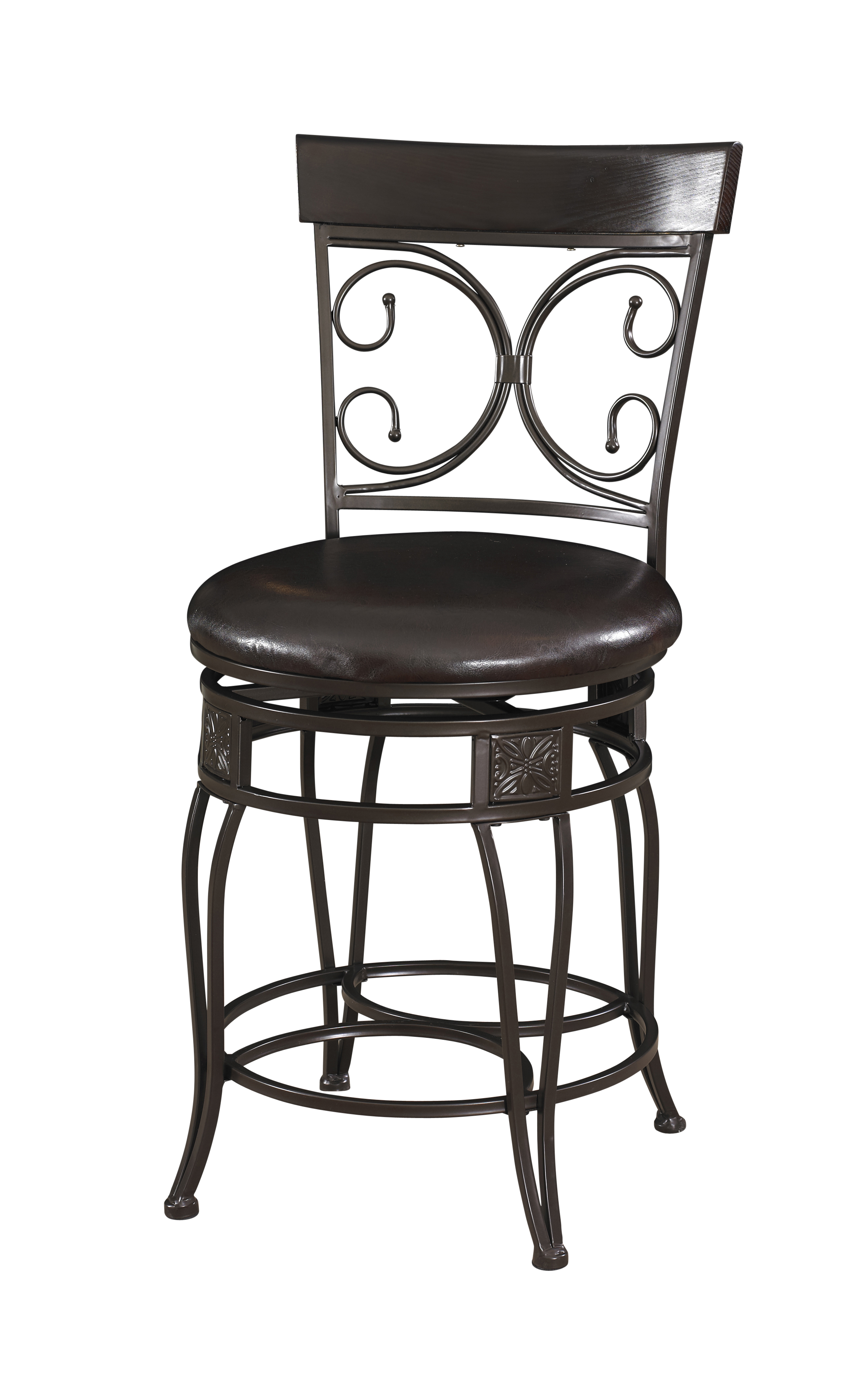 L Powell Big and Tall Back to Back Scroll Counter Stool