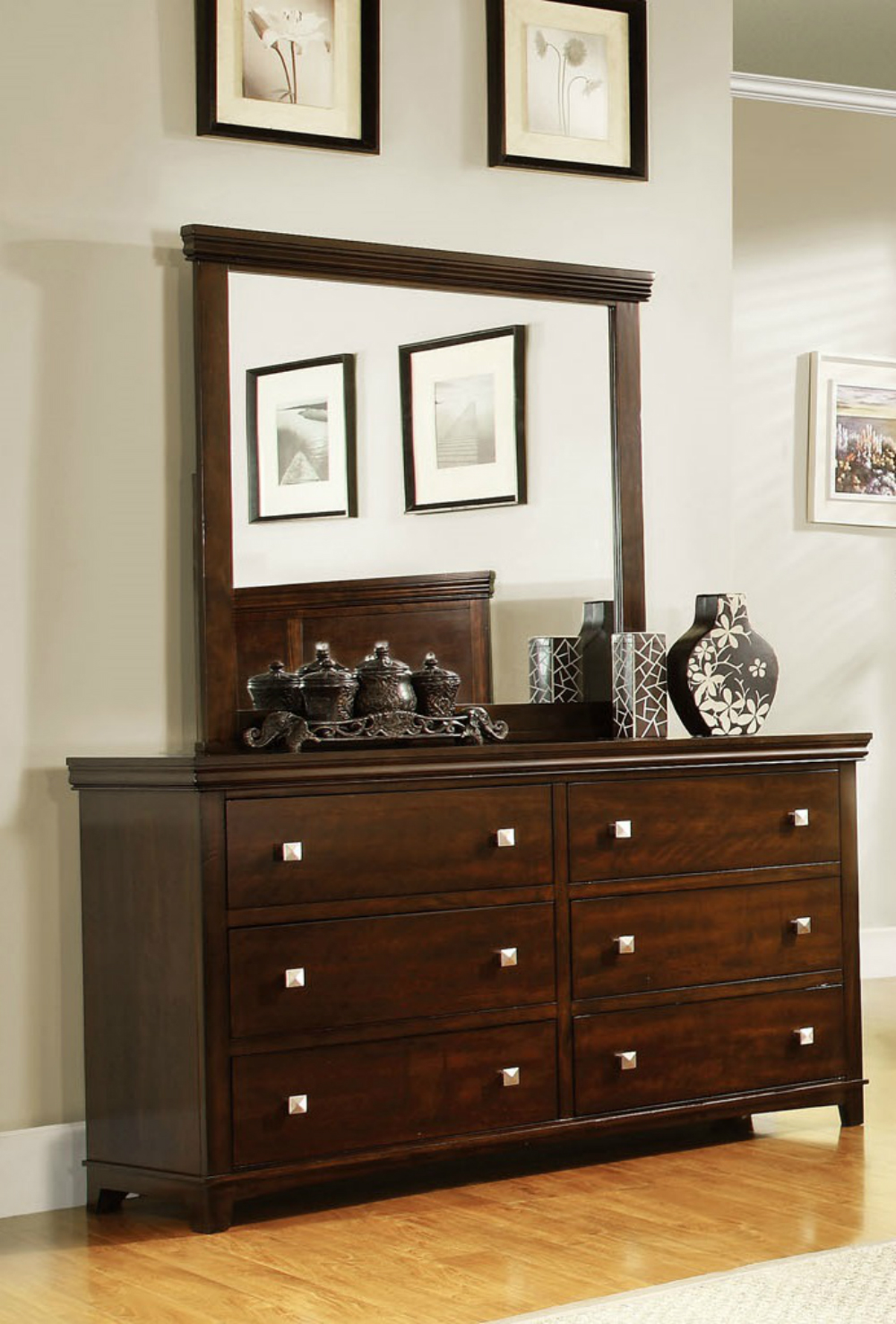 Furniture of America Ariege 6-Drawer Dresser with Mirror