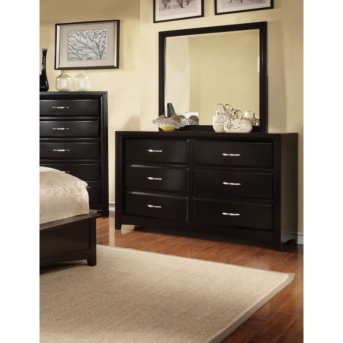 Furniture of America Ardinio 6-Drawer Dresser with Mirror