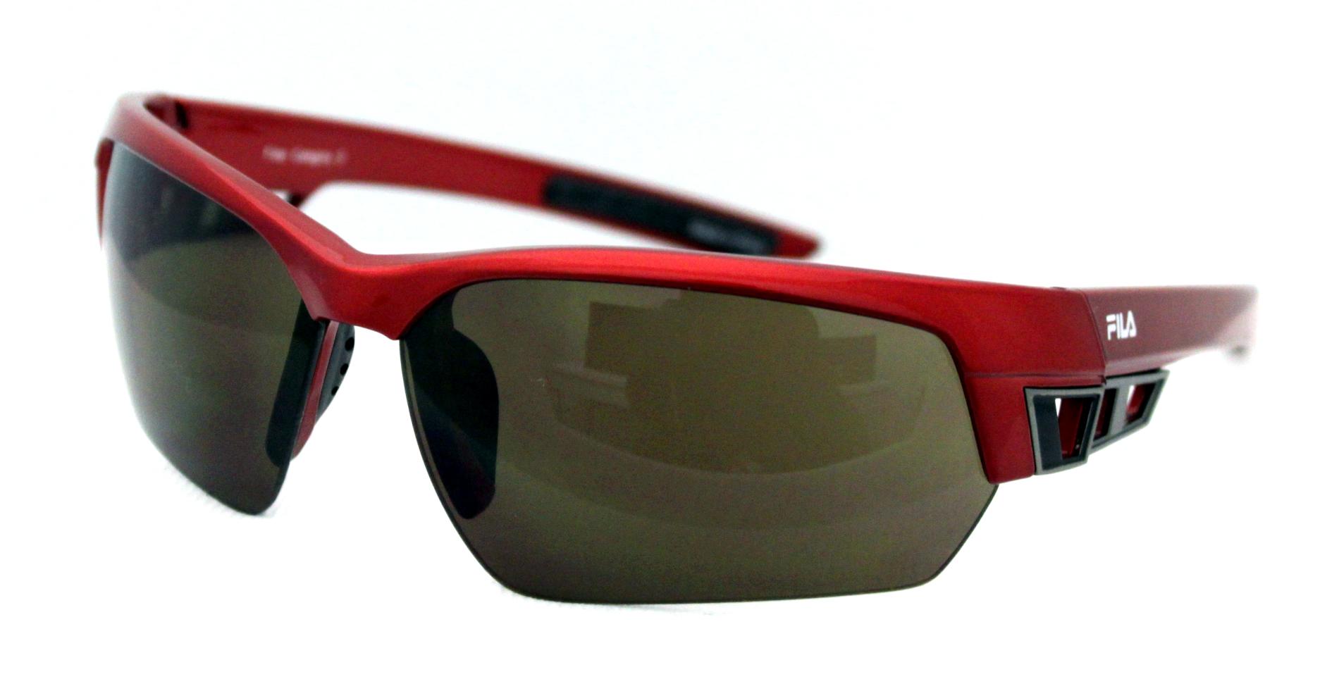 Fila Men's Red Rectangle HalfRim Sunglasses