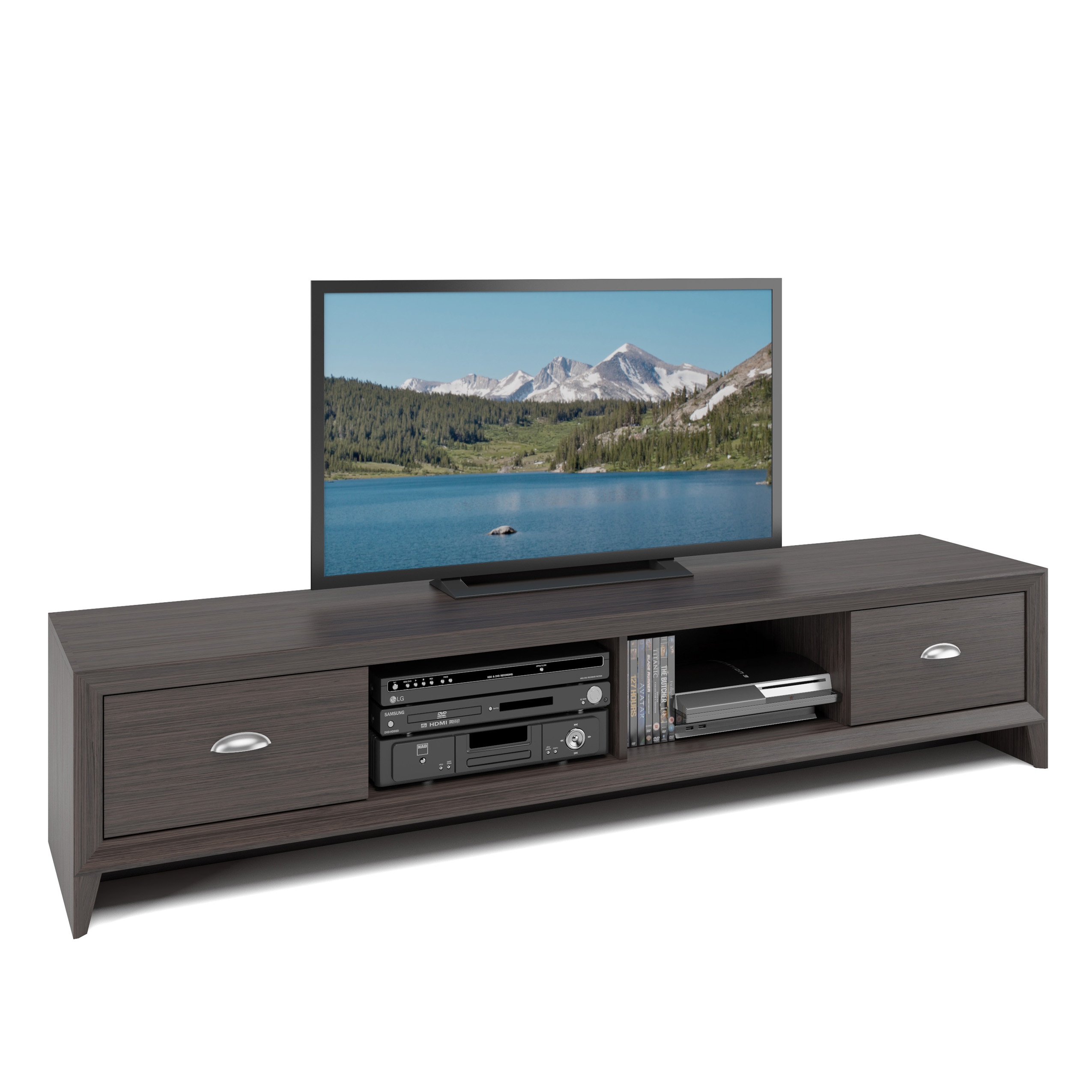 CorLiving Lakewood Extra Wide TV Bench in Modern Wenge CorLiving Lakewood Extra Wide TV Bench in Modern Wenge