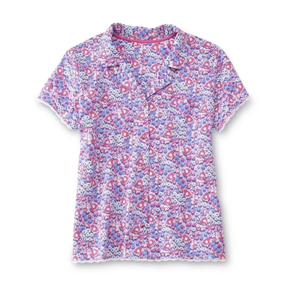 Pink K Women's Pajama Top & Shorts - Floral Print