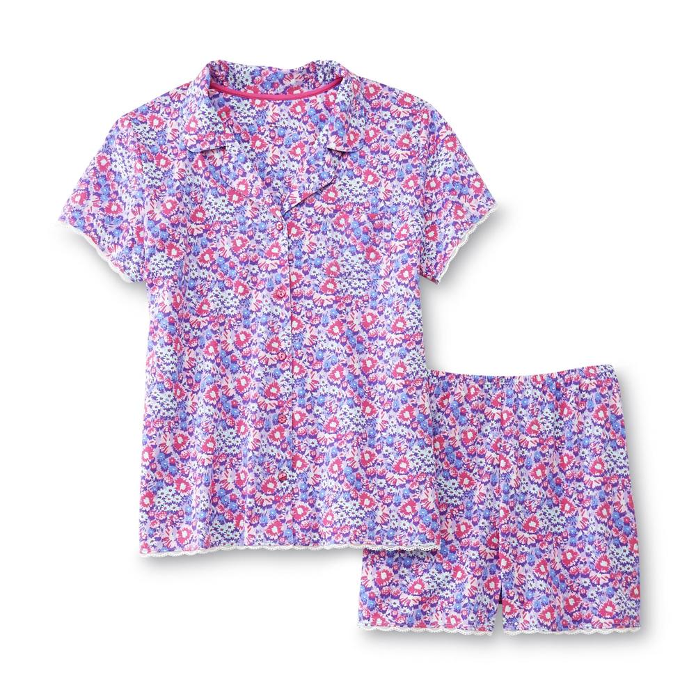 Pink K Women's Pajama Top & Shorts - Floral Print