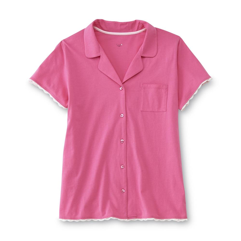 Pink K Women's Pajama Top & Shorts - Lace Trim