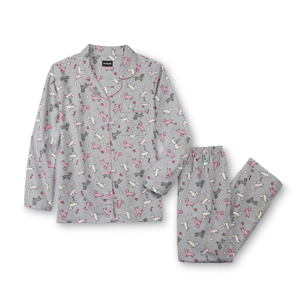 Joe Boxer Women's Flannel Pajama Shirt & Pants - Dachshund
