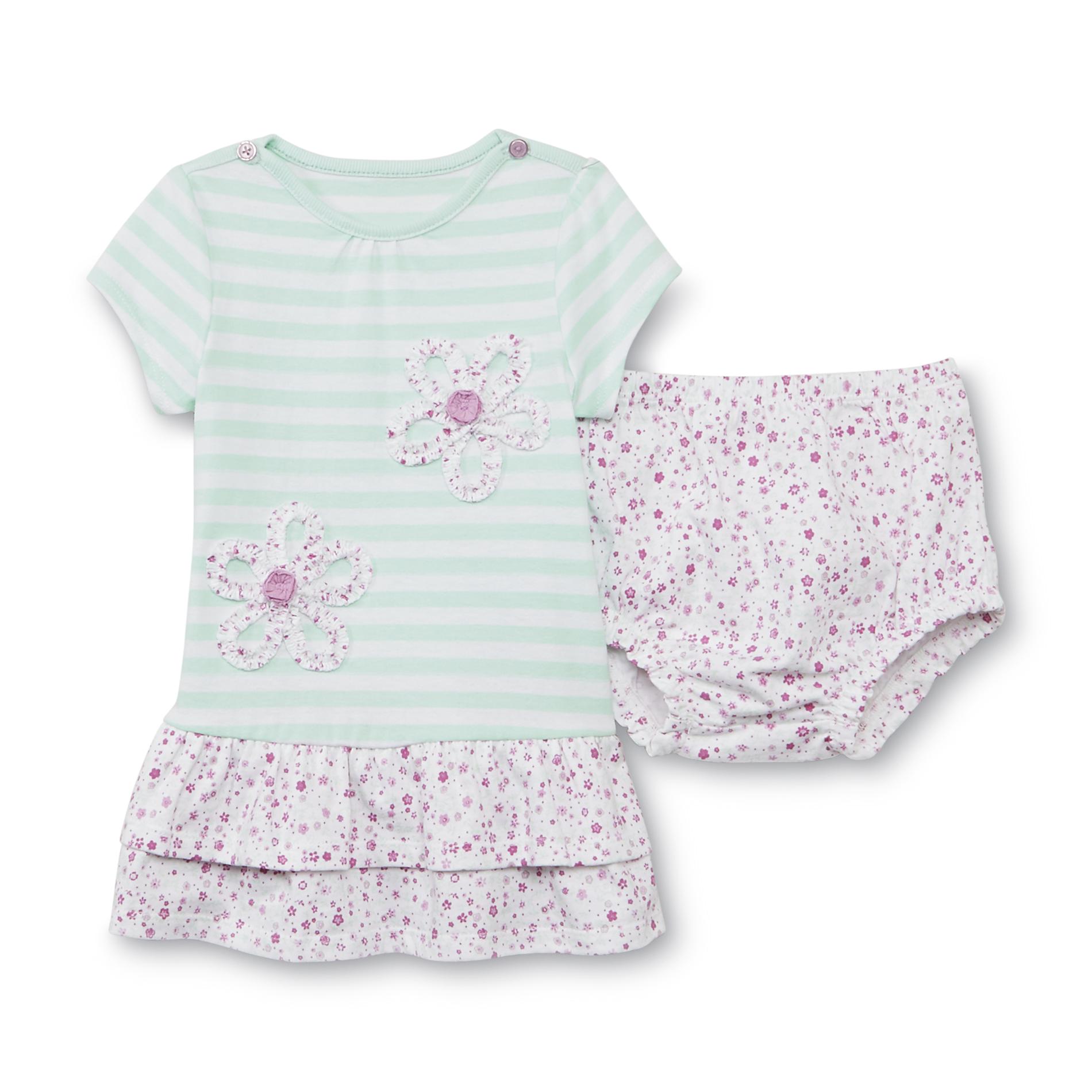 Little Wonders Newborn & Infant Girl's Knit Dress & Diaper Cover - Floral