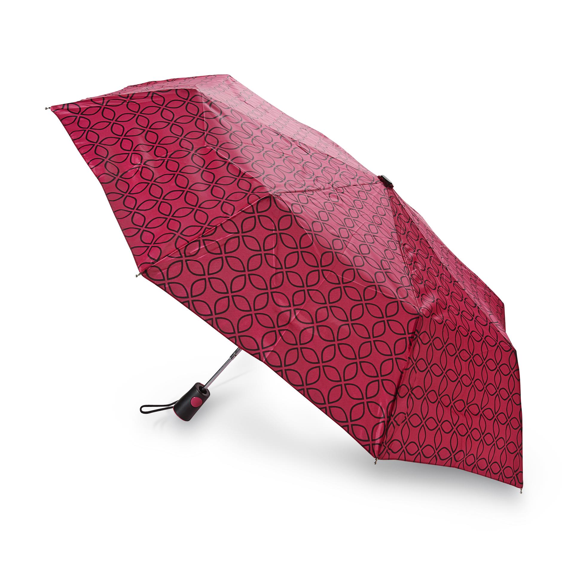 Totes Mini Automatic Umbrella - Leaf Print, Size: Small Totes Mini Automatic Umbrella - Leaf Print, Size: Small