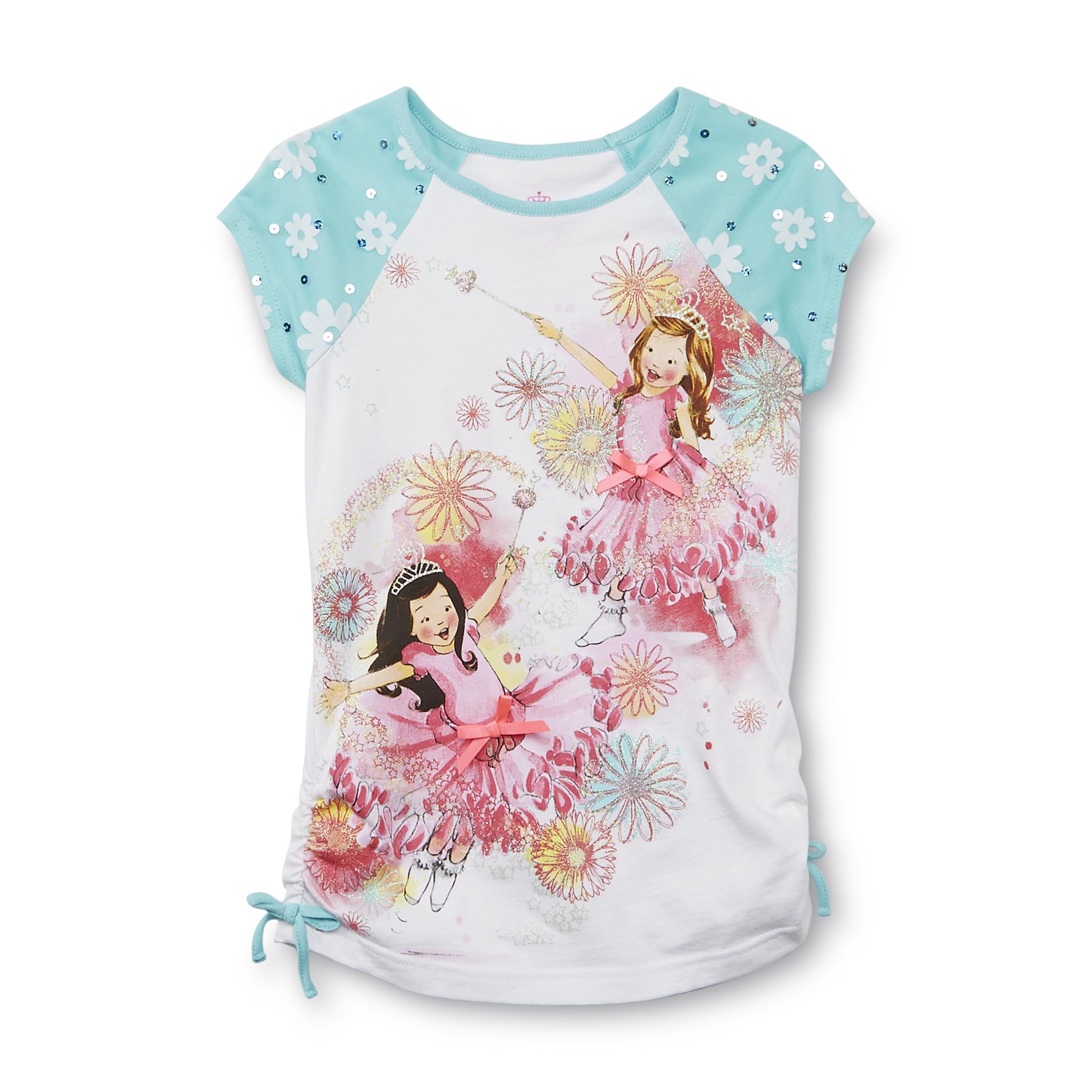 Sophia Grace & Rosie Girl's Glitter Graphic T-Shirt - Daisies