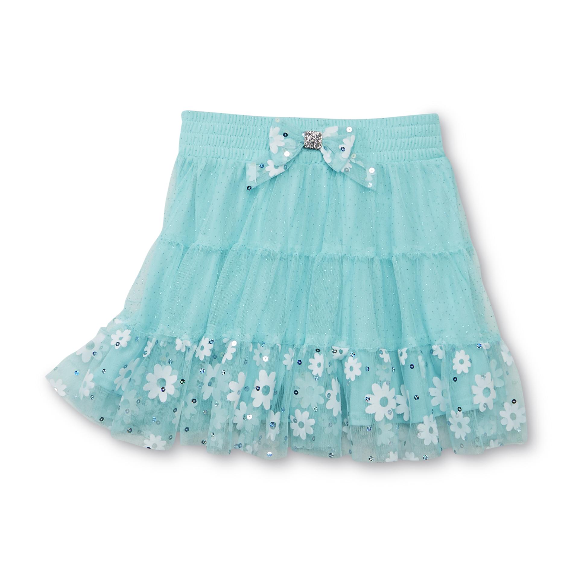 Sophia Grace & Rosie Girl's Glitter & Sequin Mesh Skirt - Daisies