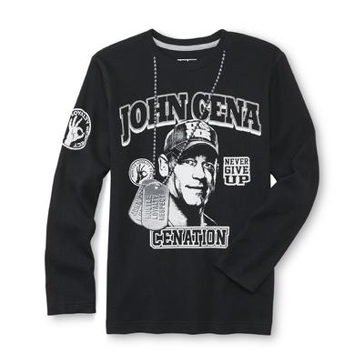 Never Give Up By John Cena Boy's Thermal Shirt - Hustle Loyalty Respect