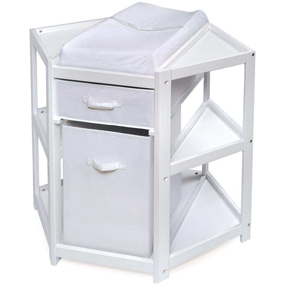 Badger Basket 22009 Diaper Corner Baby Changing Table w/ Hamper and