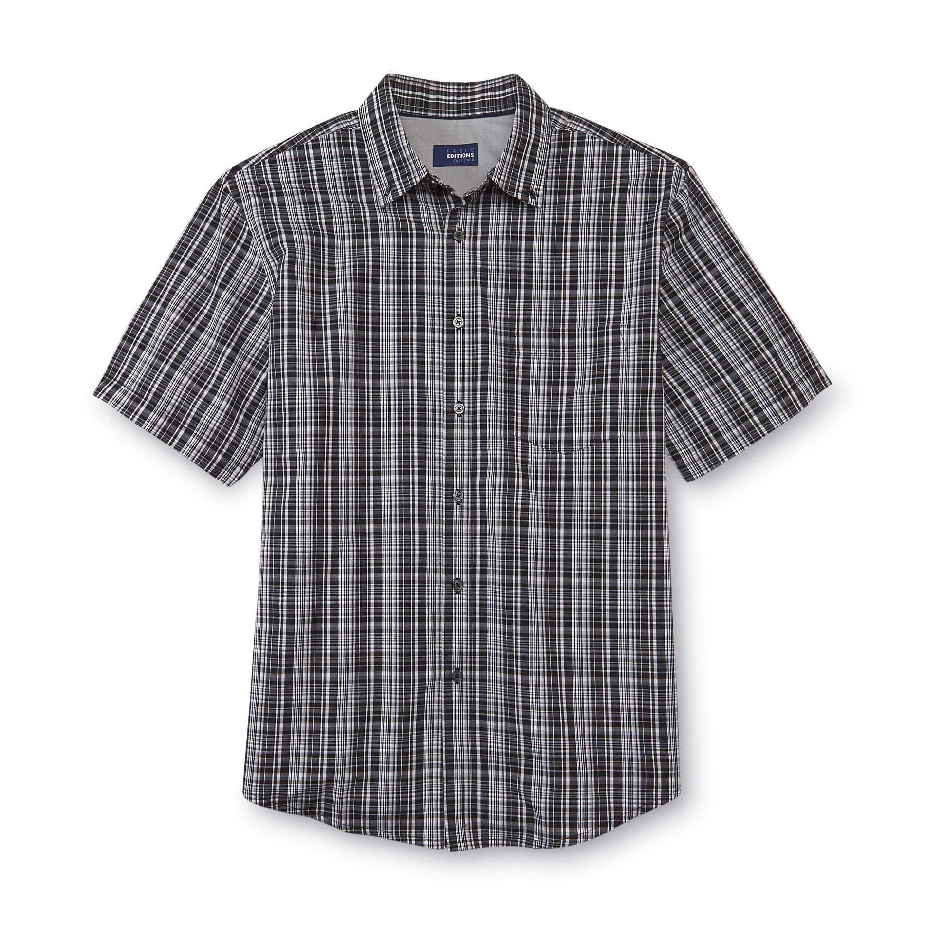 Basic Editions Men's Big & Tall Short-Sleeve Poplin Shirt - Plaid