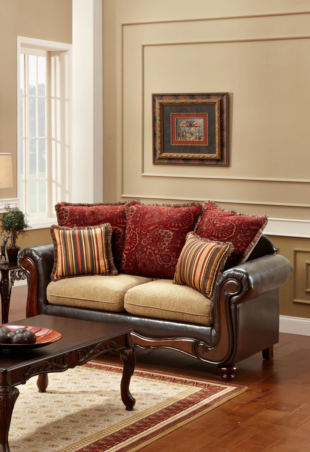 Furniture of America Marchette 2-Tone Traditional Style Loveseat