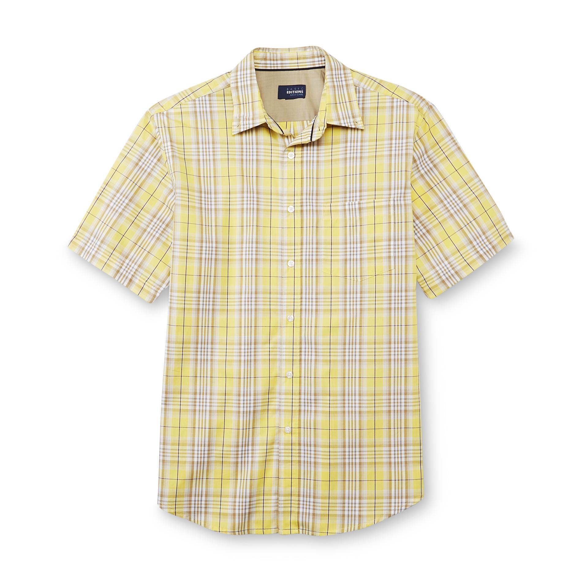 Basic Editions Men's Big & Tall Short-Sleeve Poplin Shirt - Plaid