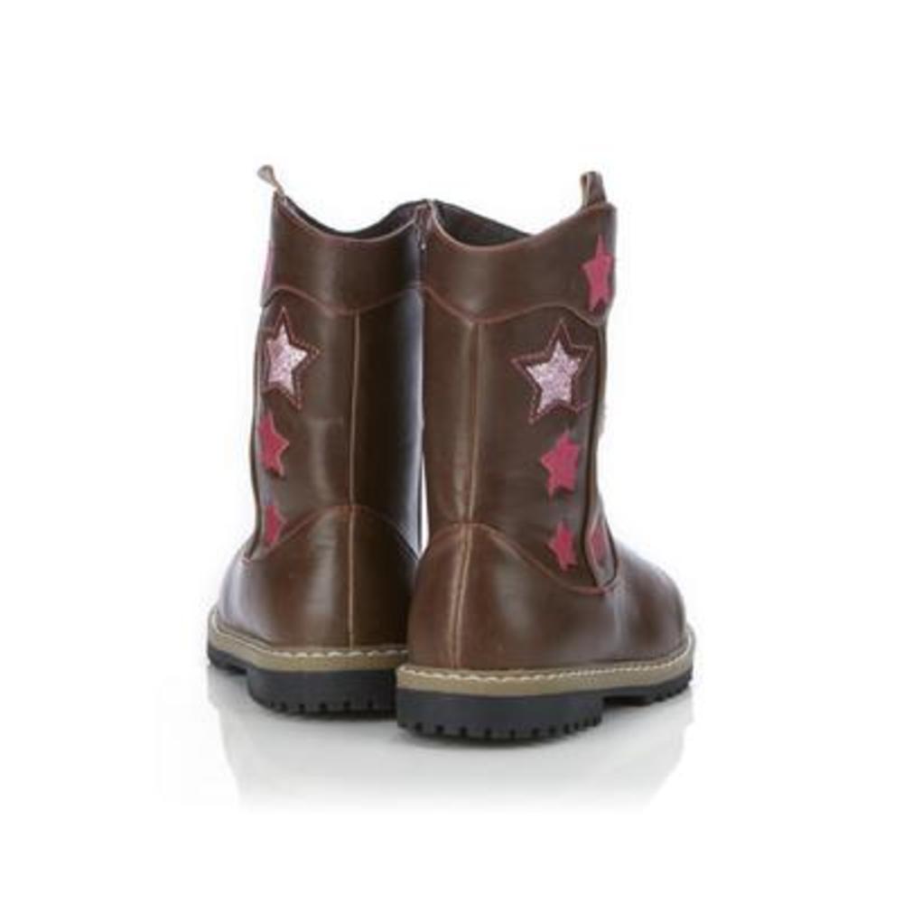 Rugged Bear Toddler Girl's Byanca Brown/Pink Cowboy Boot