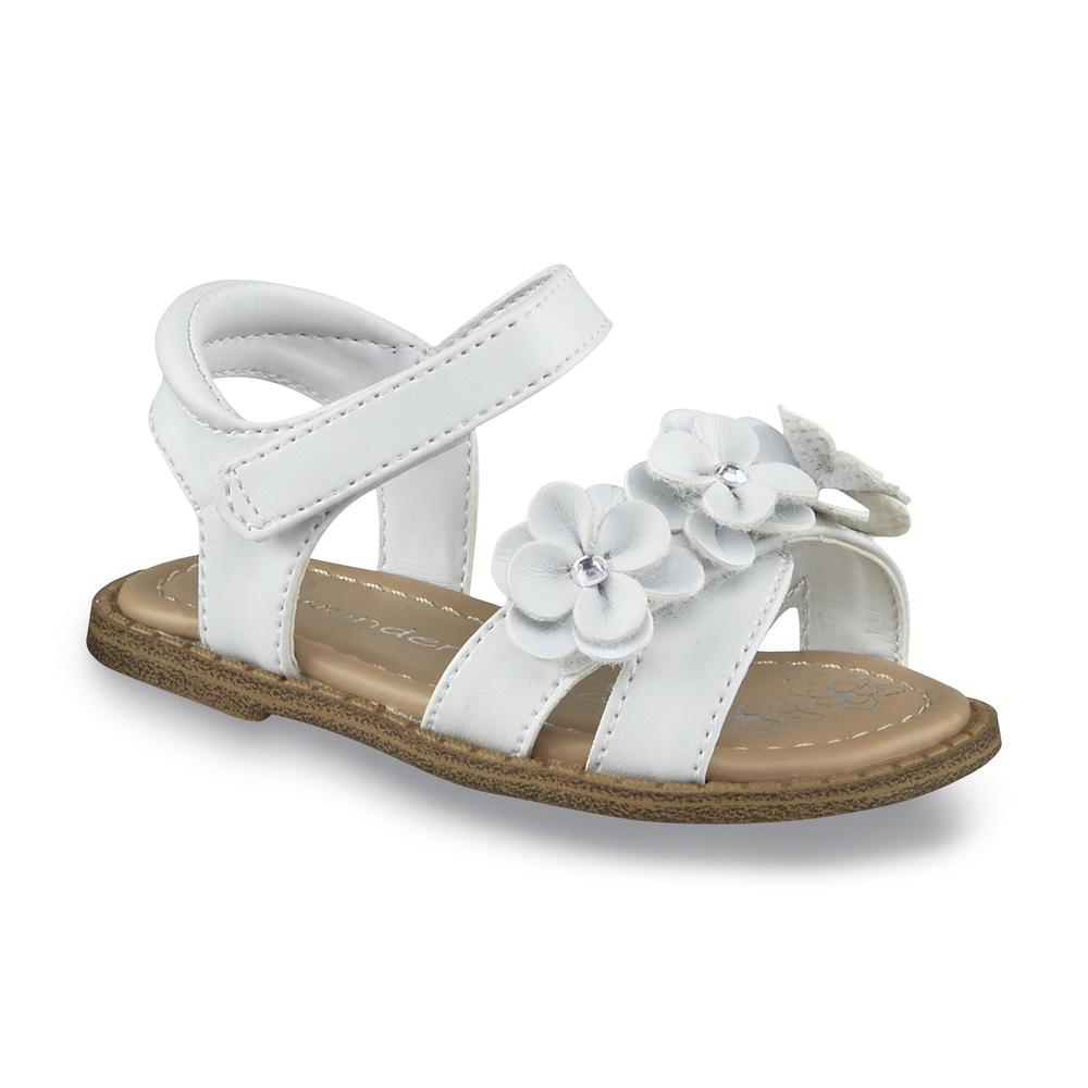 WonderKids Baby Girl's Gracie White Jeweled Floral Sandal