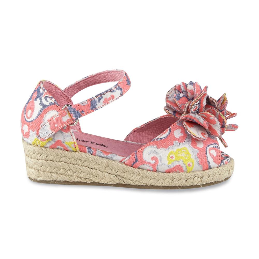 WonderKids Toddler Girl's Bella Pink/Floral Wedge Sandal