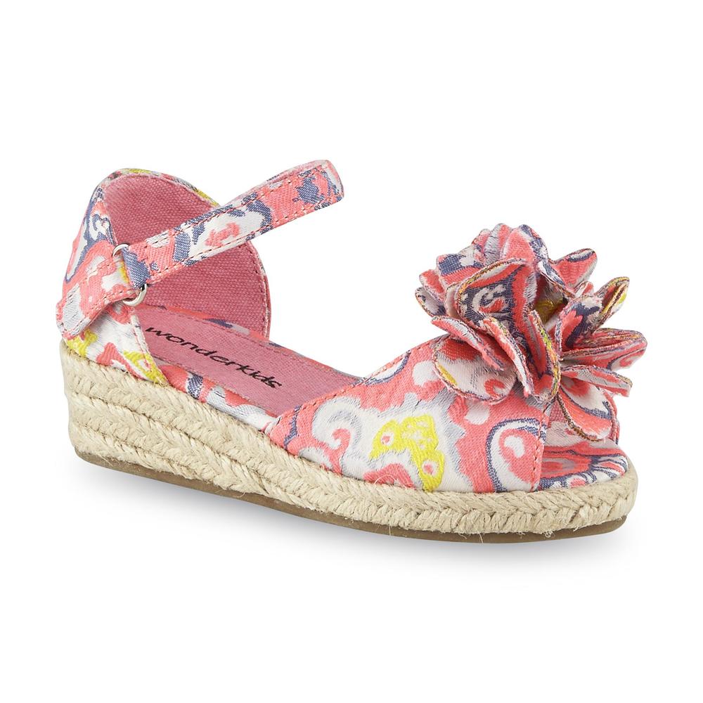 WonderKids Toddler Girl's Bella Pink/Floral Wedge Sandal