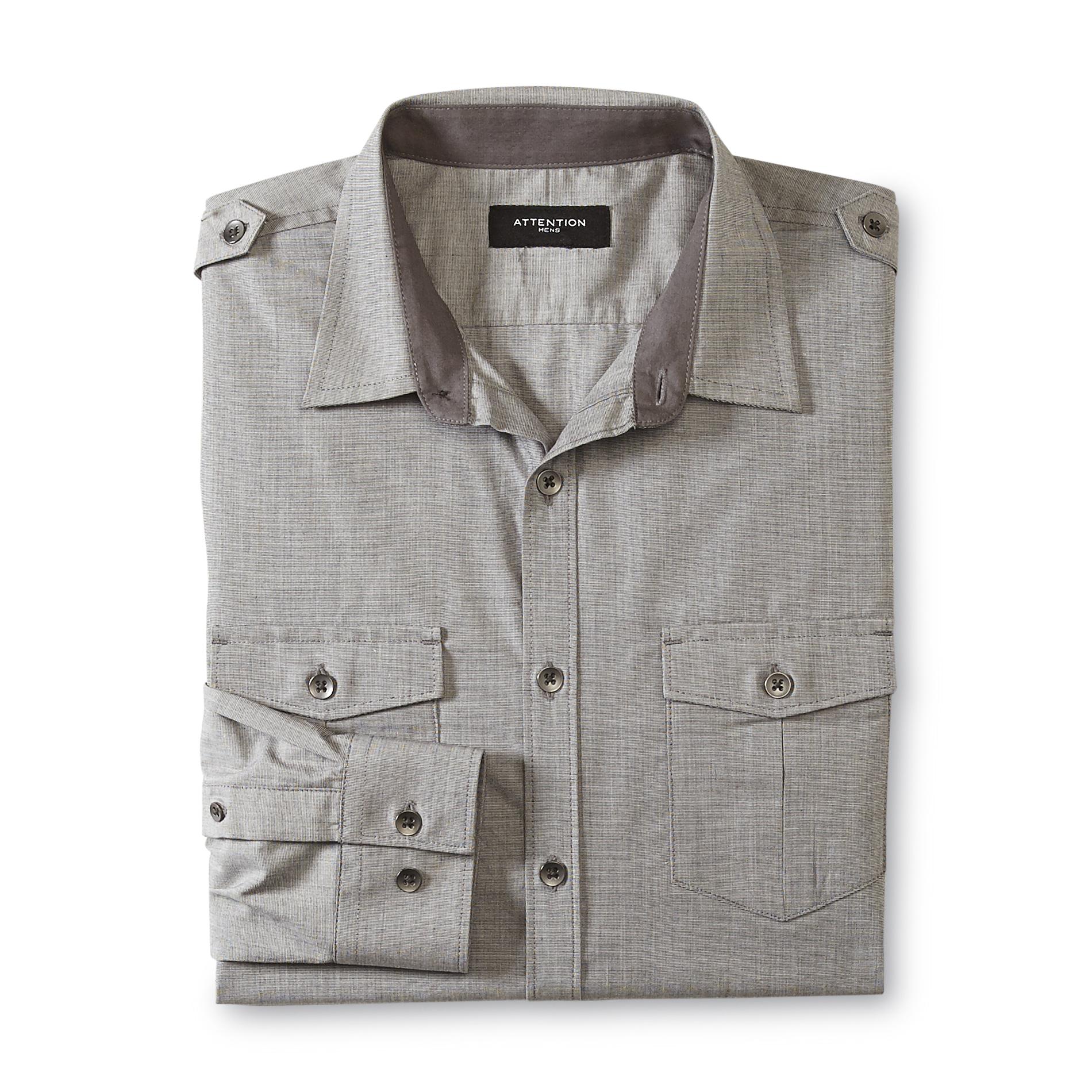 Attention Men's Casual Button-Front Shirt