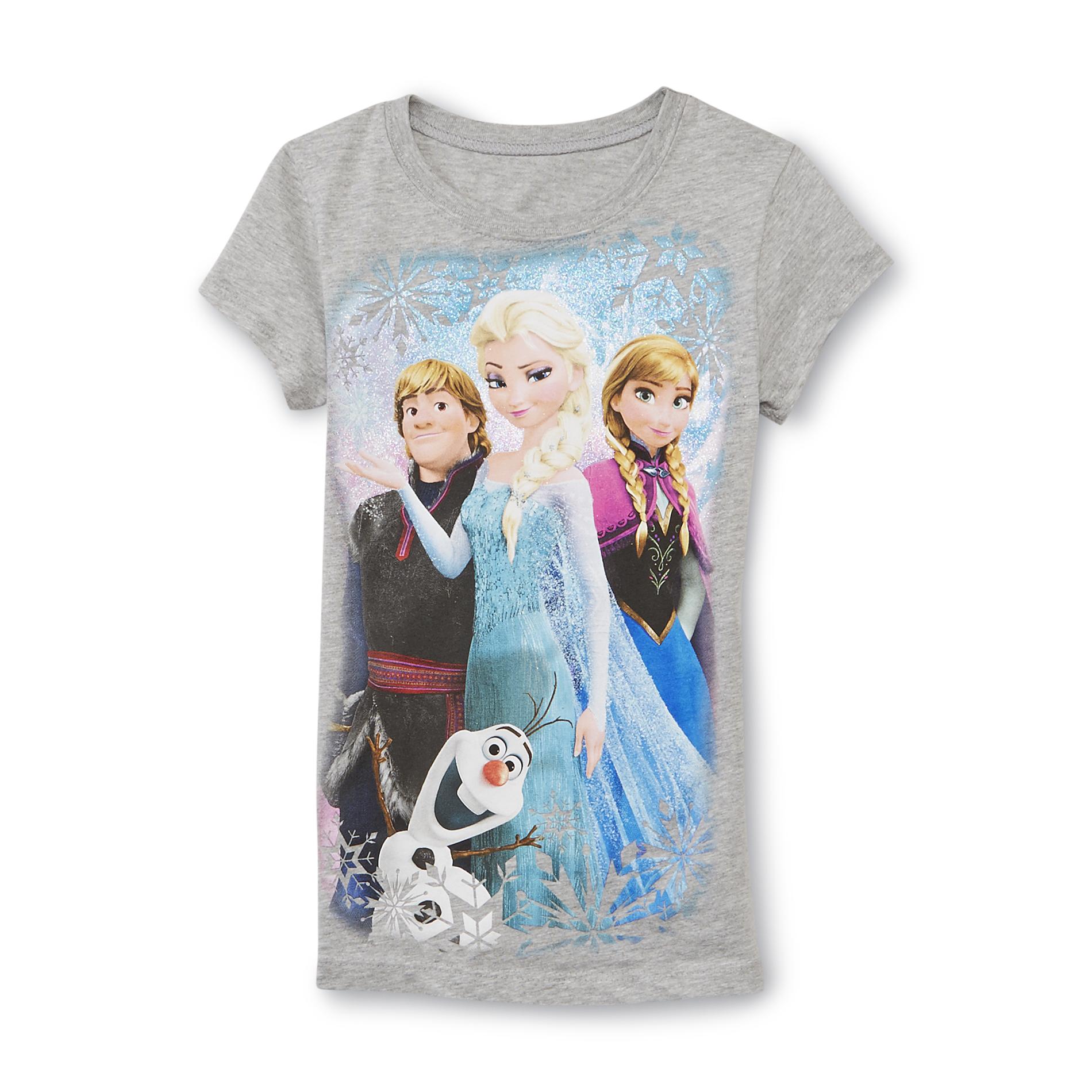 Disney Frozen Girl's Graphic T-Shirt - Anna  Elsa  Olaf & Kristoff