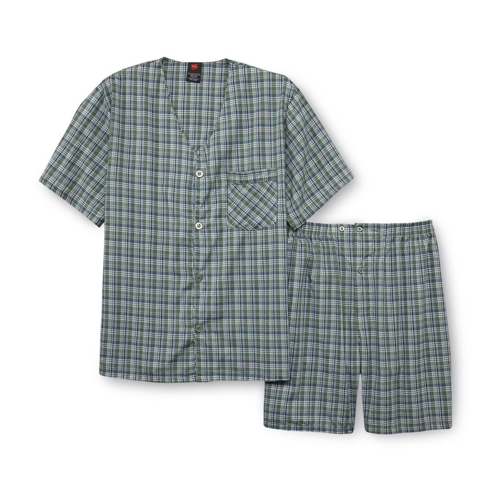 Hanes Men's Big & Tall Pajama Shirt & Shorts - Plaid