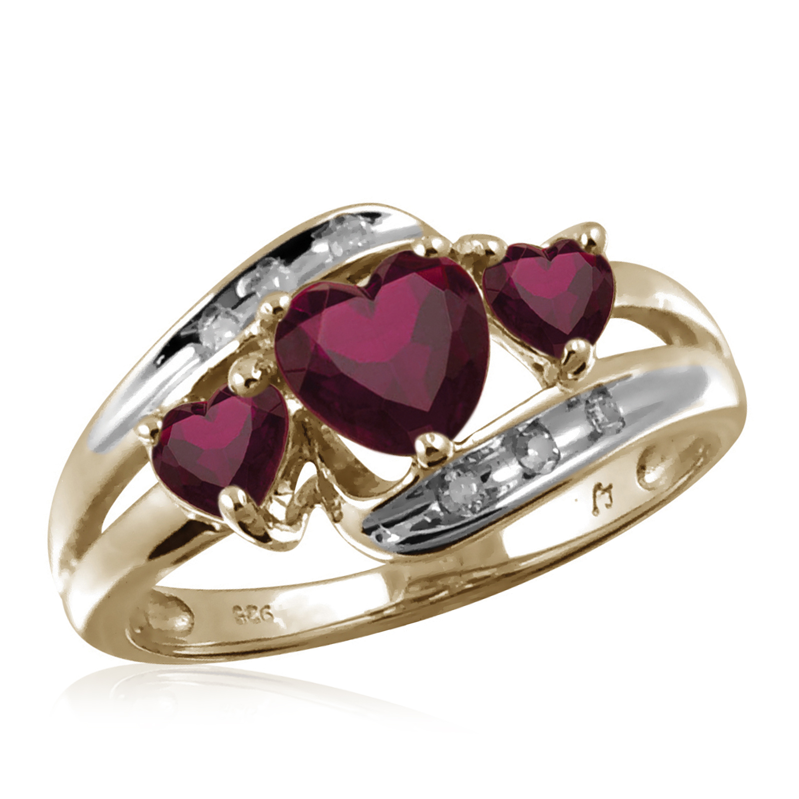 1.50 cttw Created Ruby Gemstone & Accent White Diamond Ring In Gold Over Silver