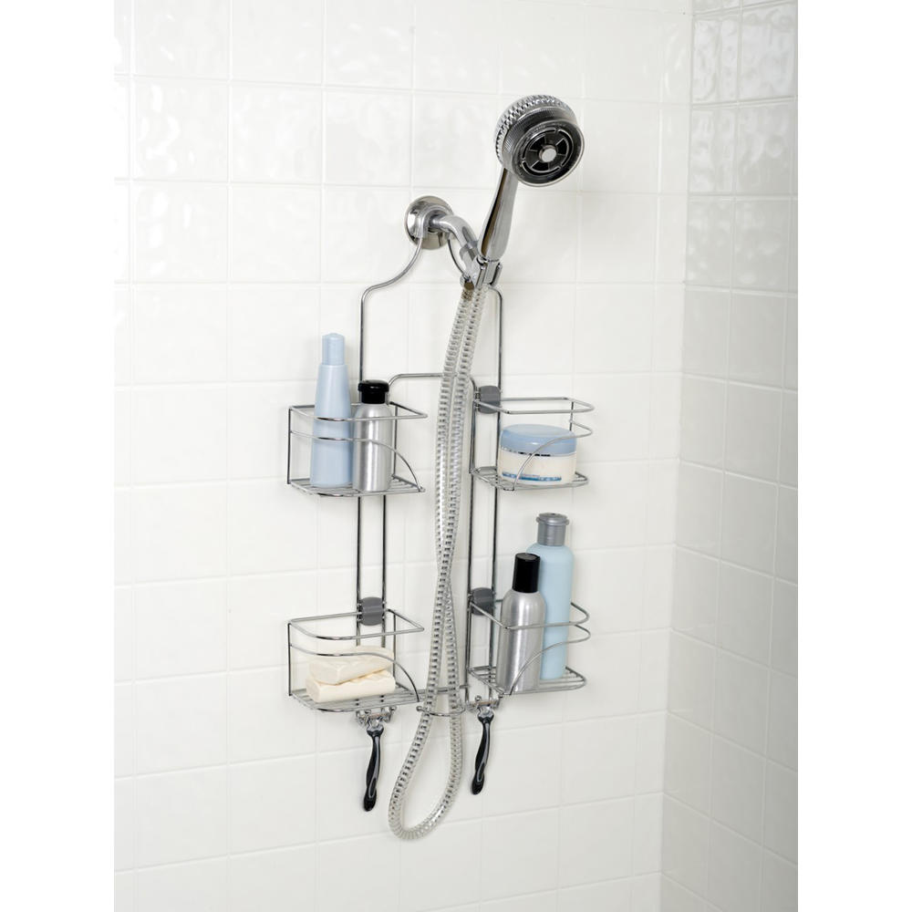 Zenith Products Premium Expandable Shower Caddy for Hand Held Shower or  Tall Bottles Stainless Steel