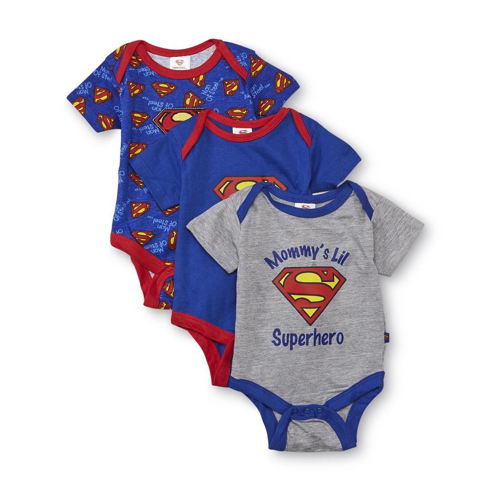 DC Comics Superman Newborn Boy's 3-Pack Creepers