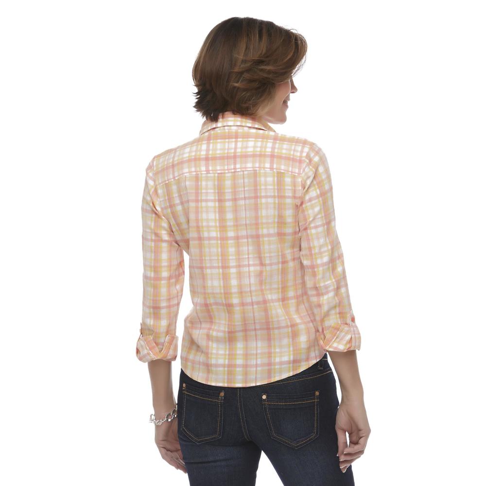 Basic Editions Women's Crepon Shirt - Plaid