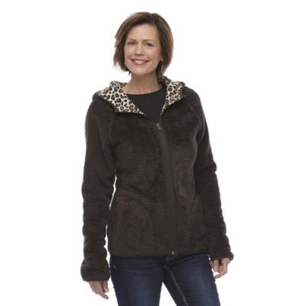 Laura Scott Women's Reversible Hoodie Jacket - Leopard Print