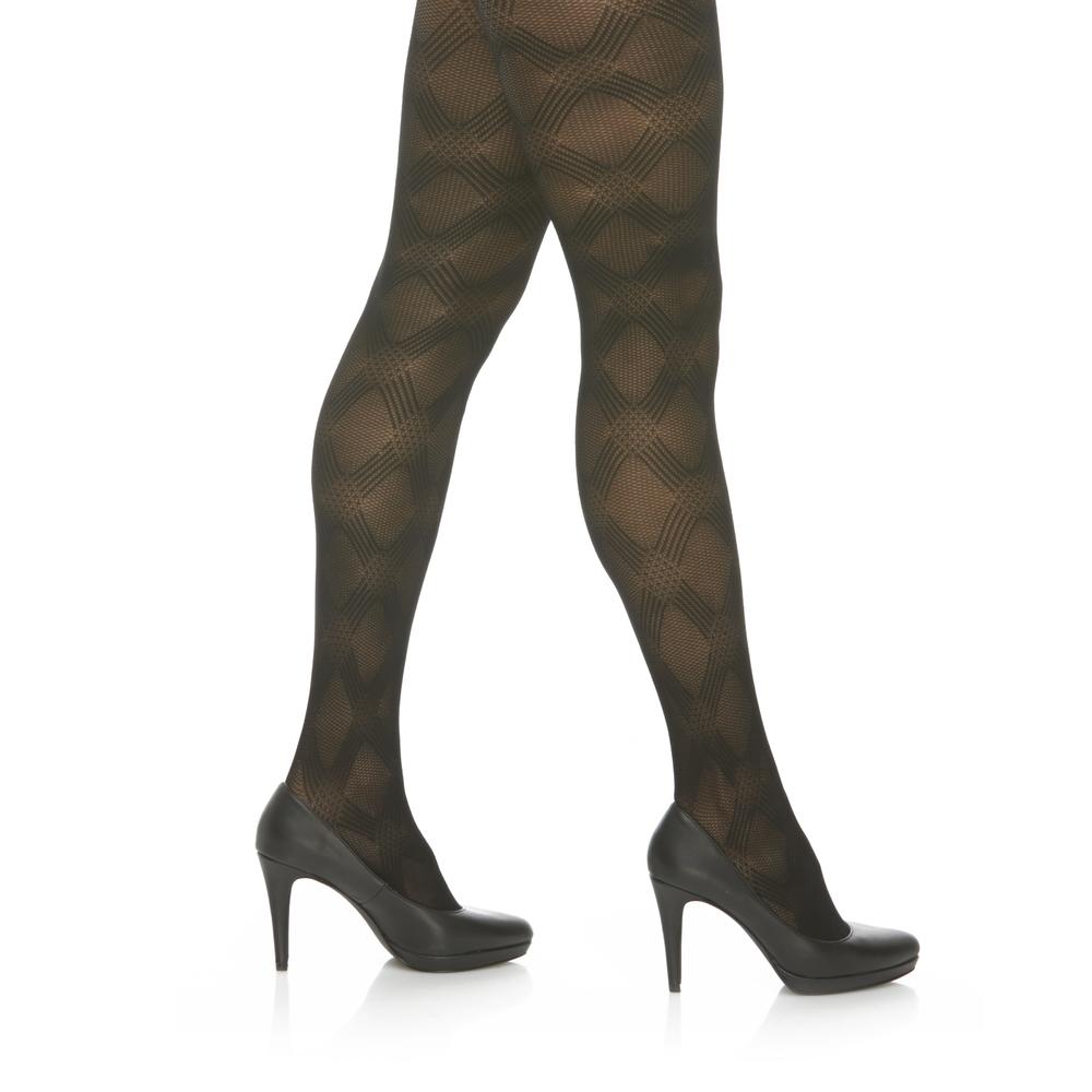 Attention Women's Control Top Fashion Tights - Argyle