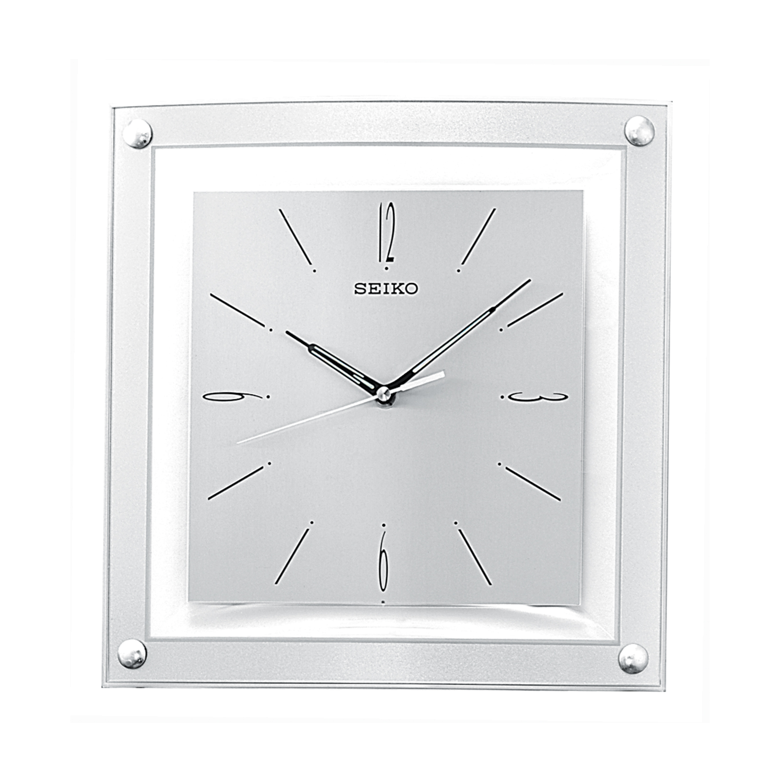 Seiko Quiet Sweep Silver Tone Squar Wall Clock QXA330SLH