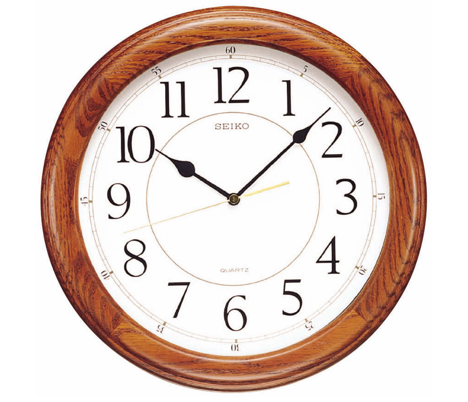 Seiko Solid Oak White Dial Wall Clock QXA129BLH