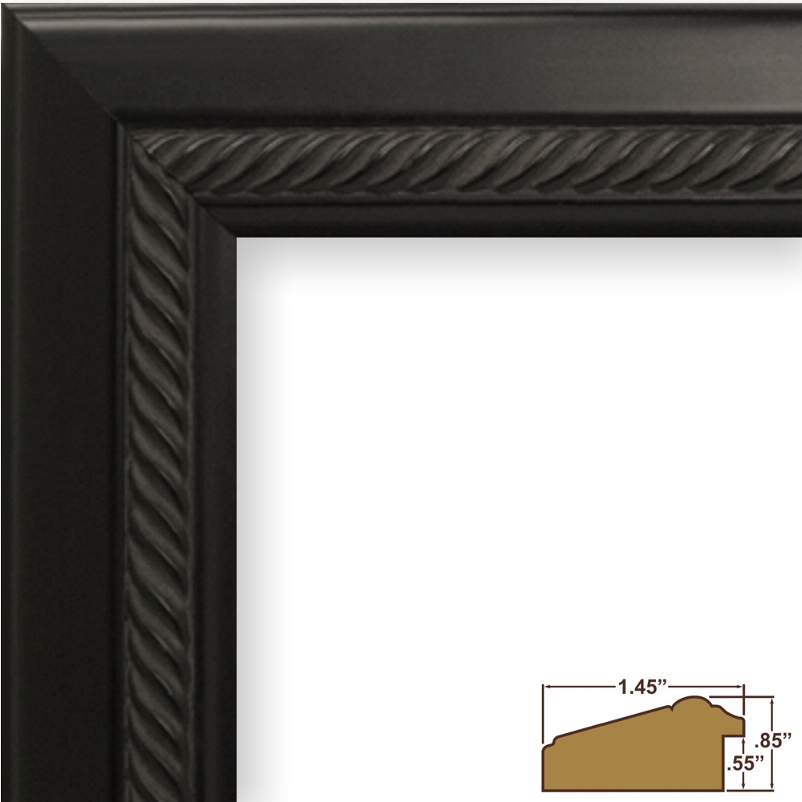 Craig Frames Inc Contemporary Rope Black Solid Wood Picture Frame (8970)