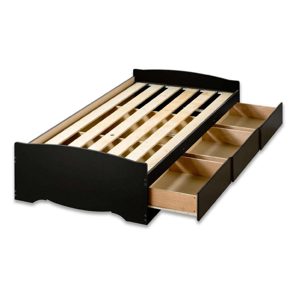 Prepac Black Twin XL Mate&#8217;s Platform Storage Bed with 3 Drawers