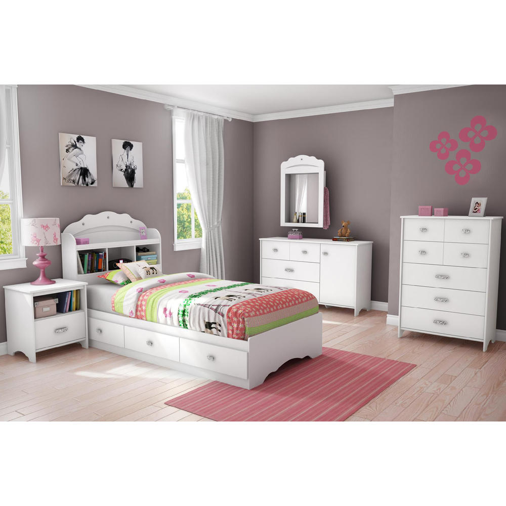 South Shore Twin White Bed