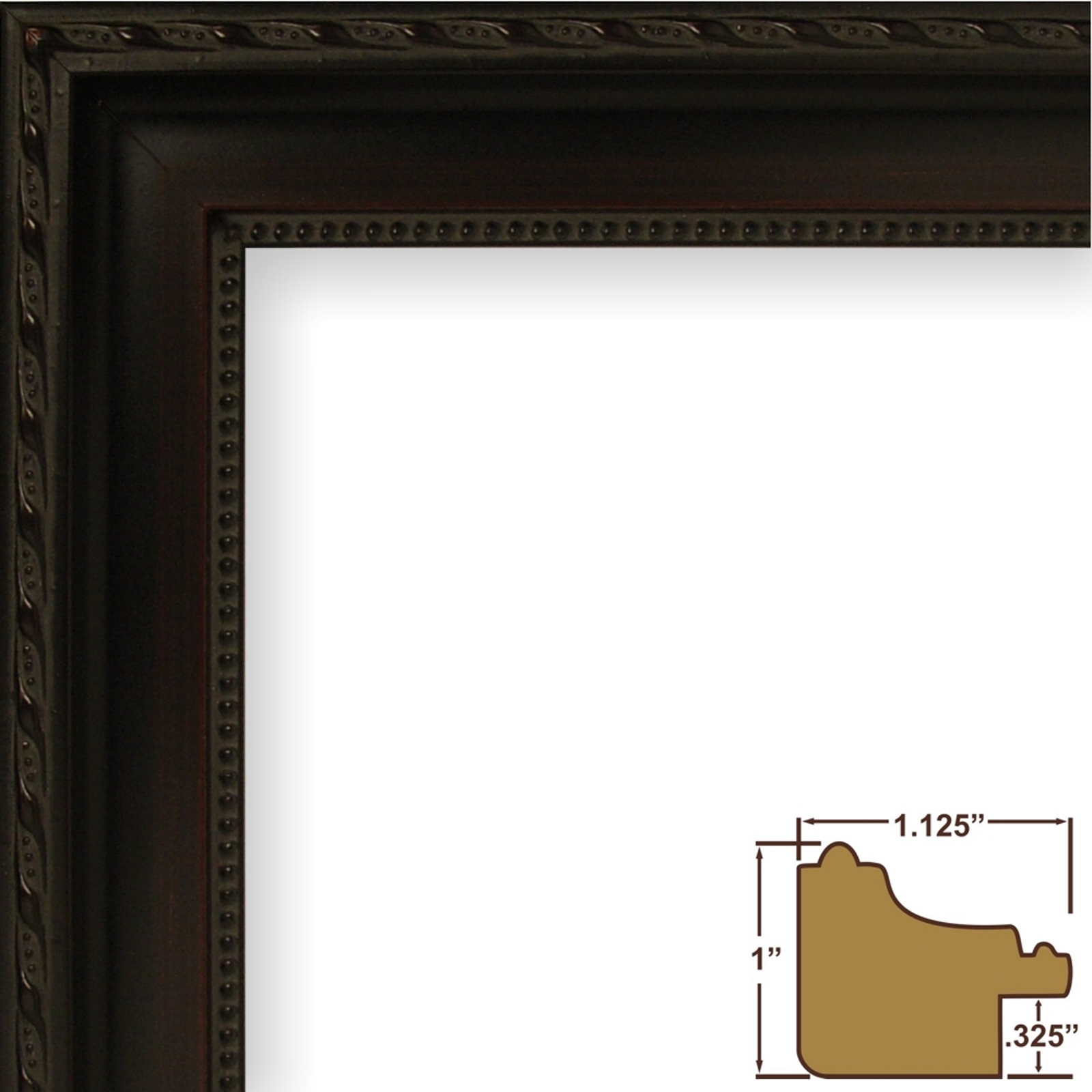 Craig Frames Inc Ornate 1" Dark Walnut Solid Wood Picture Frame (6405)