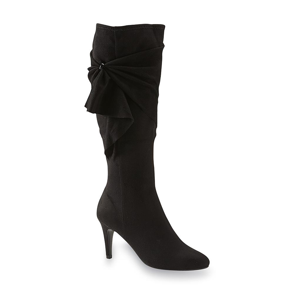 Jaclyn Smith Women's Tisdale Knee High Black Faux Suede Fashion Boot - Extended Calf