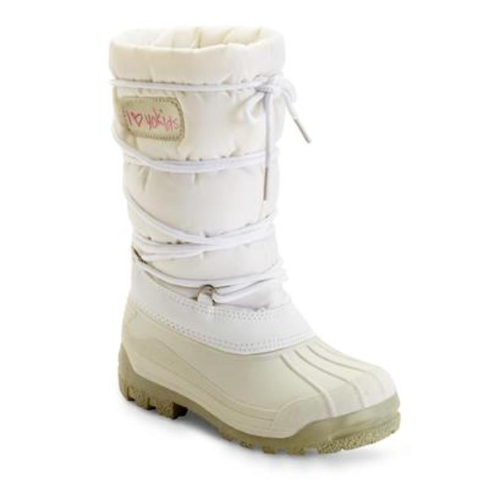 Yoki Girl's Snow 10" White Fleece-Lined Winter Boot
