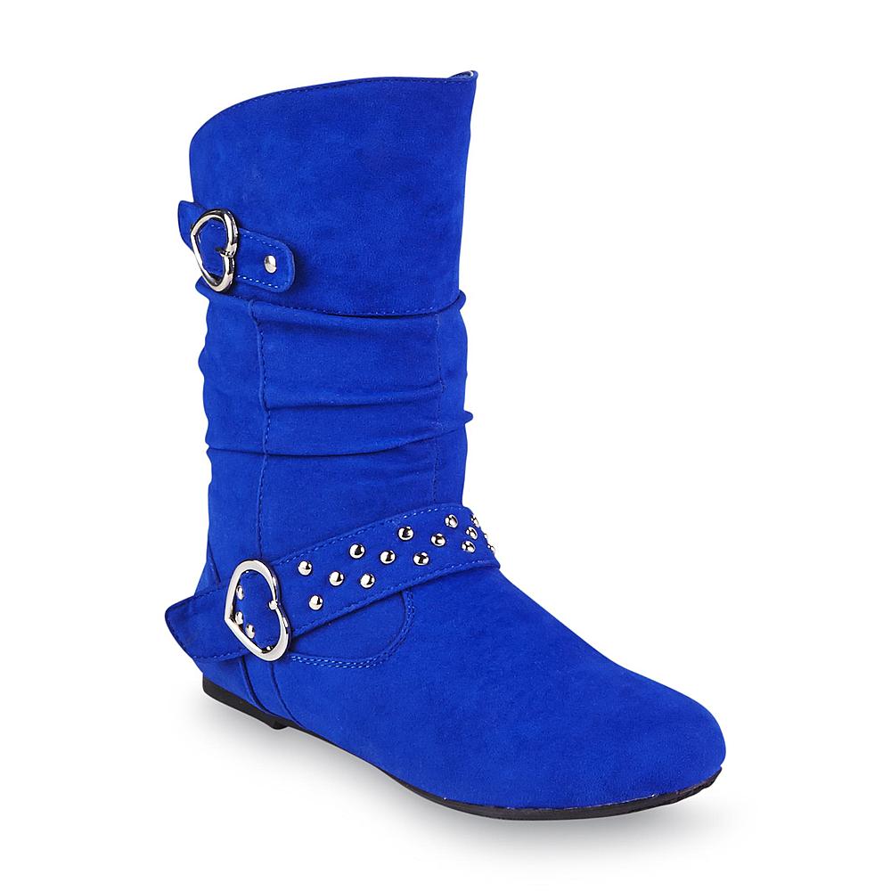 Yoki Toddler Girl's Shannon Blue Slouchy Studded Boot