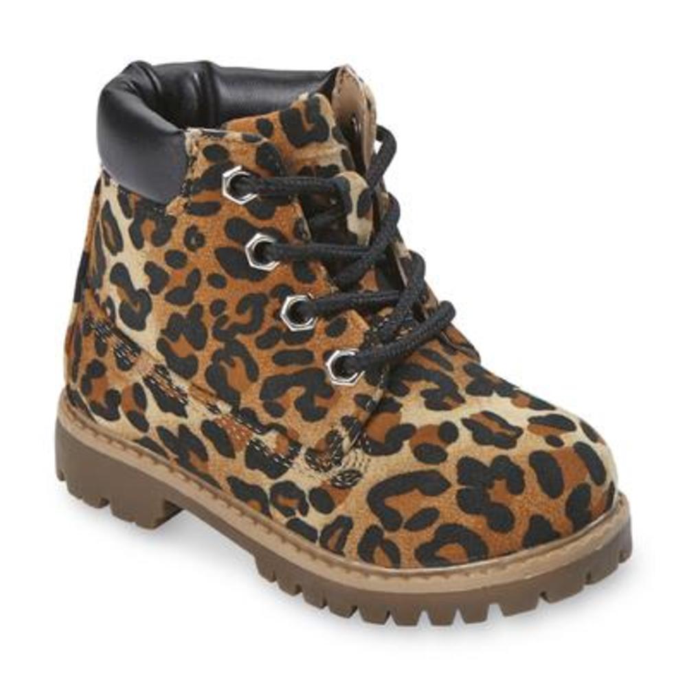 Yoki Toddler Girl's Tan/Leopard Print Hiking Boot