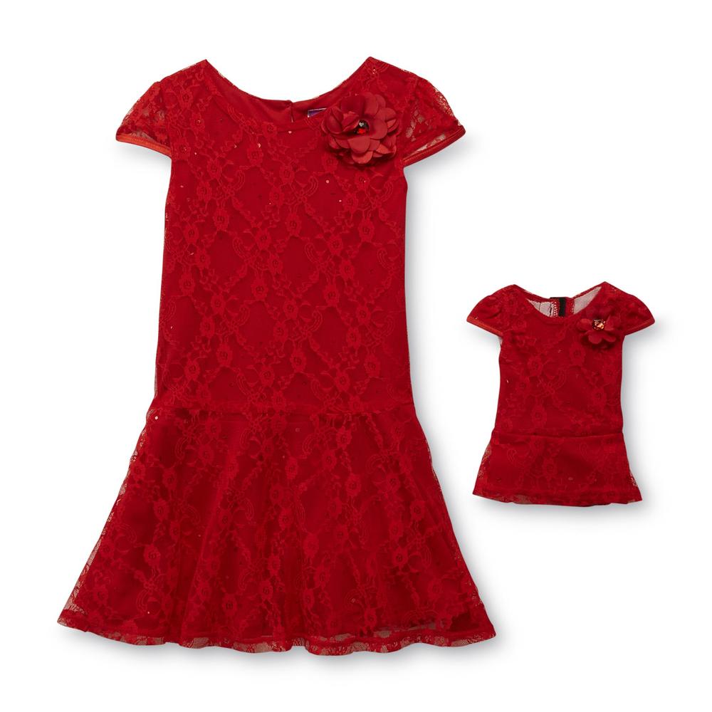 Dollie & Me Girl's Lace Dress & Doll Outfit