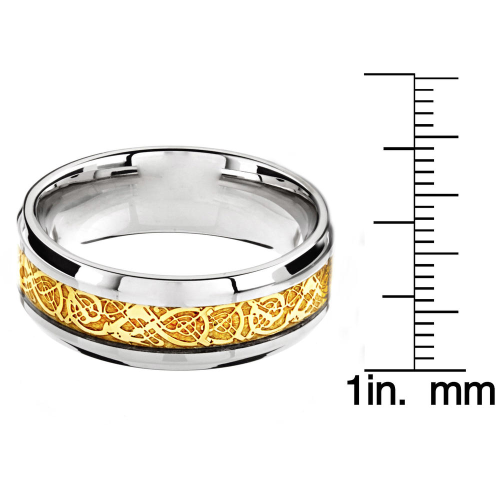 Crucible Stainless Steel Polished Gold Plated Celtic Inlay Eternity Ring (8 Mm)