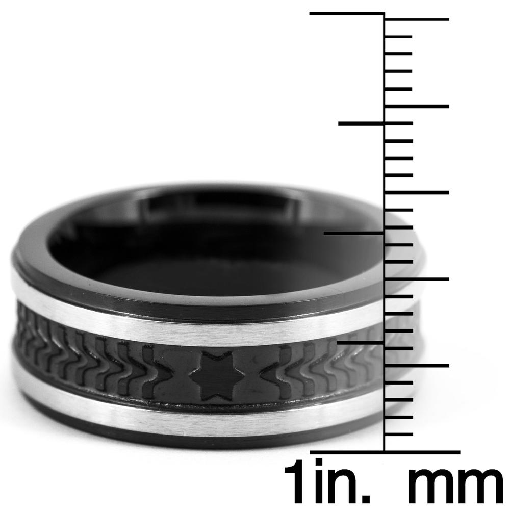 Crucible Stainless Steel Black Plated and Brushed Textured Ring