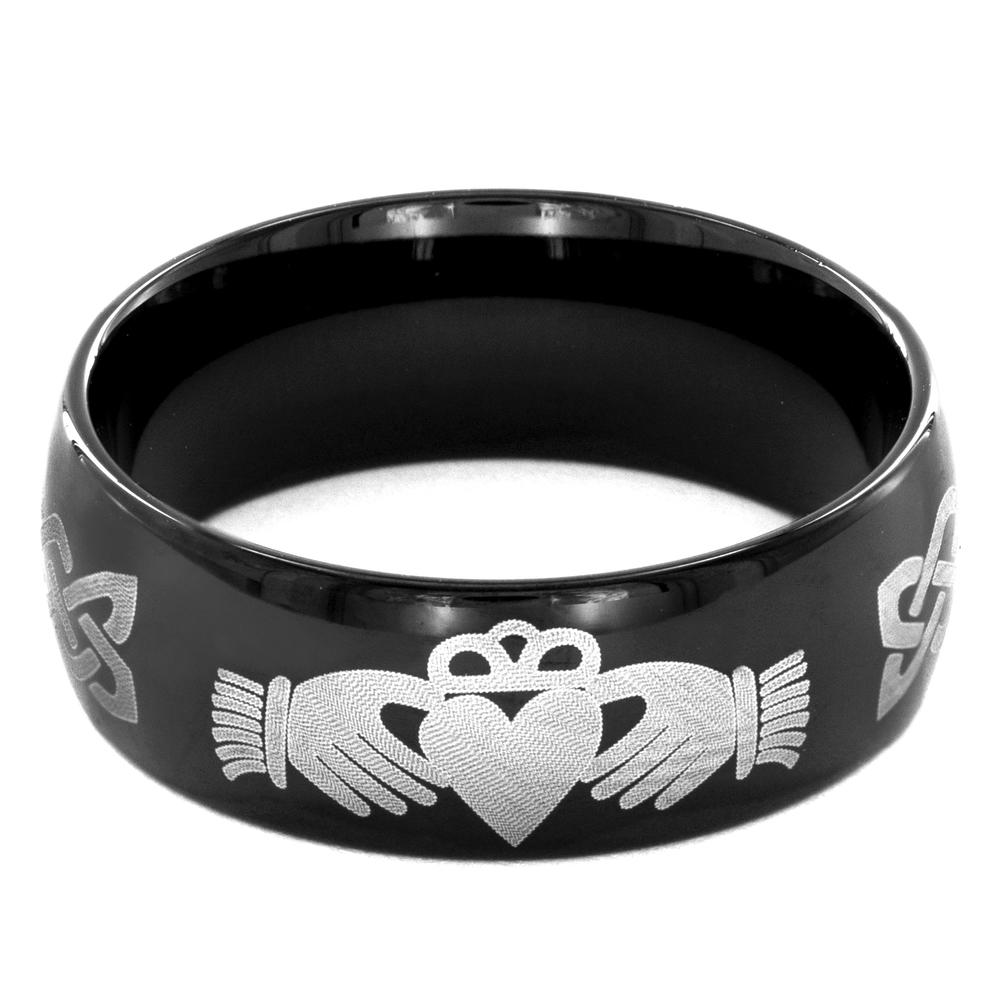 West Coast Jewelry Men's Black Plated Stainless Steel Claddagh Ring