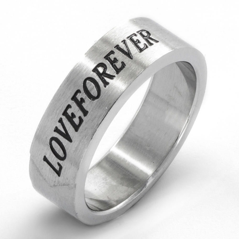 West Coast Jewelry Brushed Stainless Steel 'LOVE FOREVER' Ring