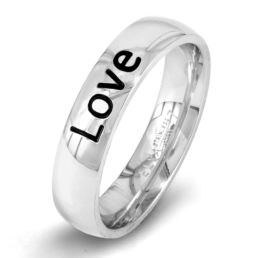 ELYA Inspirational Stainless Steel 'Love' Ring