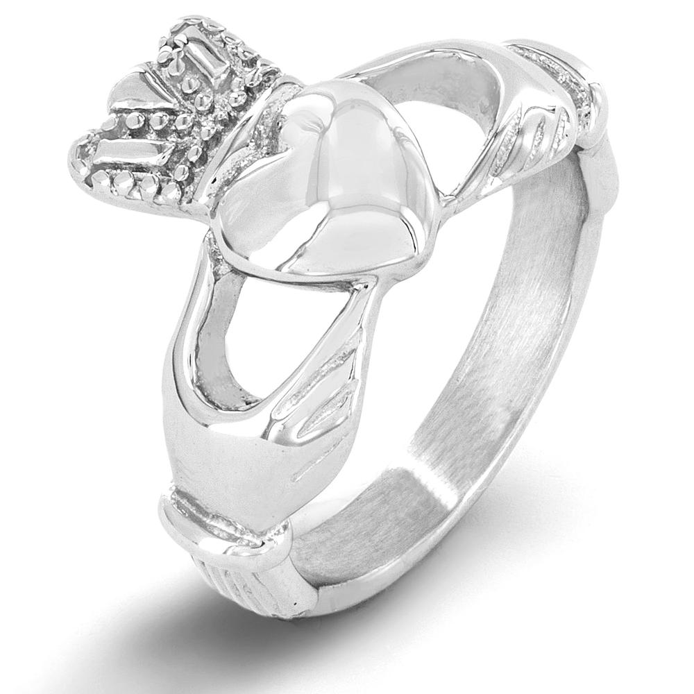 West Coast Jewelry Stainless Steel Traditional Celtic Claddagh Ring