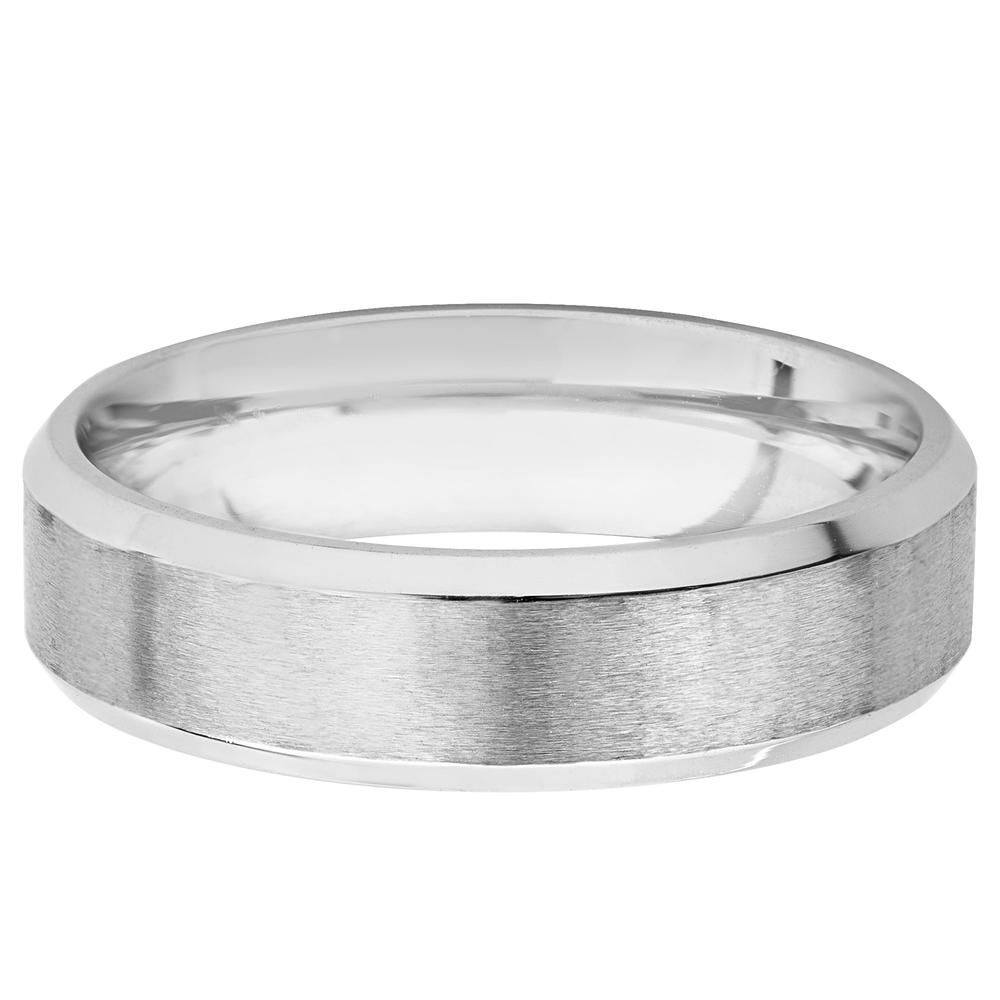 West Coast Jewelry 316L Stainless Steel Brushed Center Flat Band with Beveled Edge Ring (6mm)